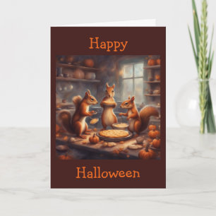 Whimsical Squirrel Halloween treat baking Card