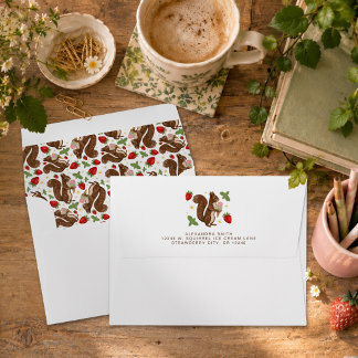 Whimsical Squirrel Ice Cream Strawberry Woodland Envelope