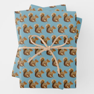 Whimsical Squirrel Pattern Premium Wrapping Paper Sheet