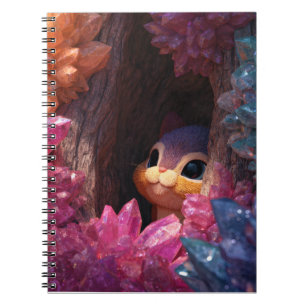 Whimsical Squirrel Rainbow Crystal Notebook