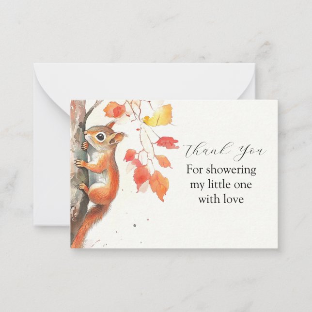 Whimsical Squirrel Thank You Card (Front)