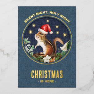 Whimsical Squirrel Woodland Animals Christmas Card