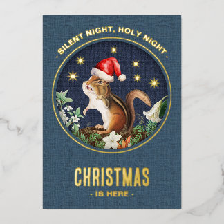 Whimsical Squirrel Woodland Animals Christmas Card