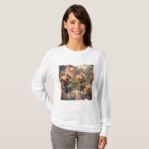 Whimsical Squirrels ride bicycles storybook  T-Shirt