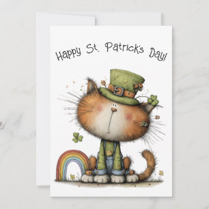 Whimsical St. Patrick’s Day Cat Cheer Flat Card