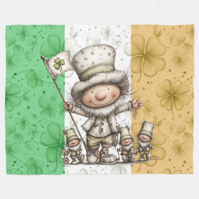 Whimsical St. Patrick’s Day Characters  Fleece Blanket (Front (Horizontal))