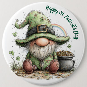 Whimsical St. Patrick’s Day Gnome 6 Cm Round Badge