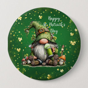 Whimsical St. Patrick’s Day Gnome Celebration 10 Cm Round Badge