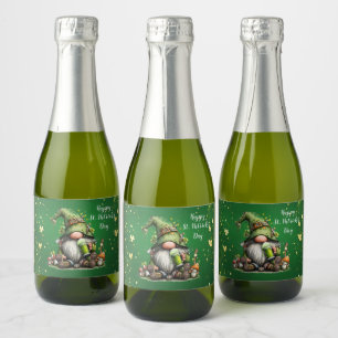 Whimsical St. Patrick’s Day Gnome Celebration Sparkling Wine Label