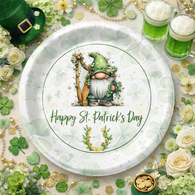 Whimsical St. Patrick’s Day Gnome  Paper Plate (Creator Uploaded)