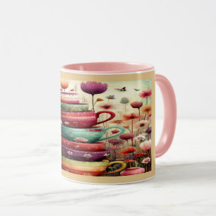 Whimsical Stacked Floral Teacups Art Mug