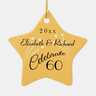 Whimsical Star 60th Anniversary Gifts-Christmas Ceramic Ornament