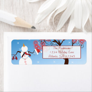 Whimsical Star Snowman Return Address Label
