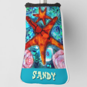 Whimsical Starfish Seashells Beach Personalised Golf Head Cover