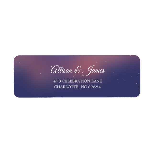 Whimsical Starry Night Script Modern Return Address Label (Front)