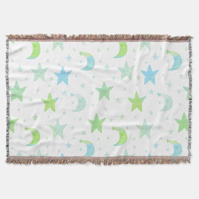 Whimsical Stars and Moons Throw Blanket (Front)
