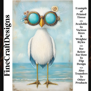 Whimsical Steampunk Bird By The Sea BS5 Decoupage Tissue Paper