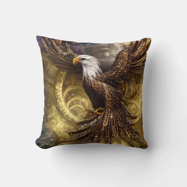Whimsical steampunk charming eagle  cushion (Front)
