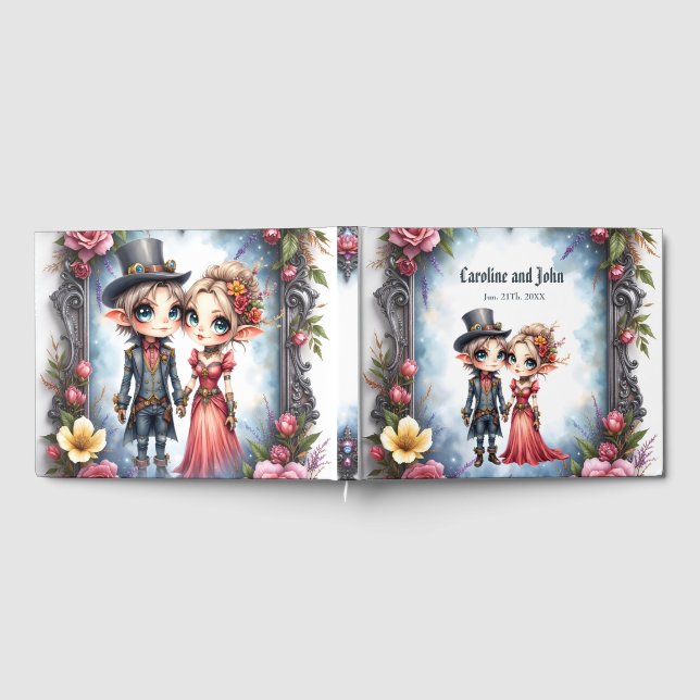 Whimsical Steampunk Elf Wedding Guest Book (Full)
