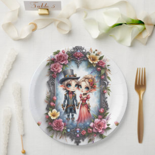 Whimsical Steampunk Elf Wedding Paper Plate