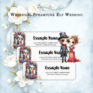Whimsical Steampunk Elf Wedding Return Address Label