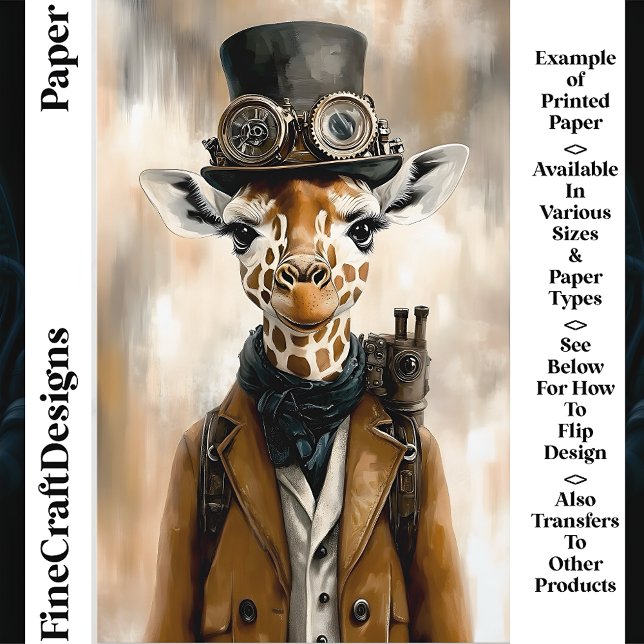 Whimsical Steampunk Giraffe AC2 Scrapbook Paper (Creator Uploaded)