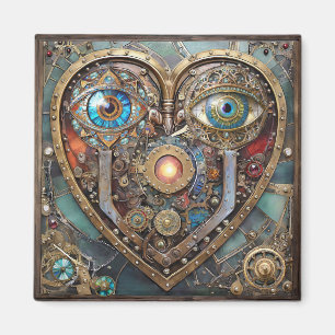 Whimsical Steampunk Heart I See You I Love You Magnet