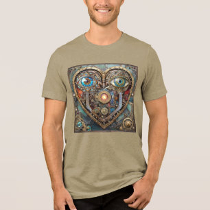 Whimsical Steampunk Heart I See You I Love You Tri-Blend Shirt