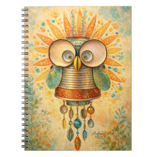 Whimsical Steampunk Owl Notebook – Vintage