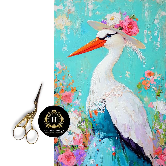 Whimsical Stork Decoupage Tissue Paper (Creator Uploaded)