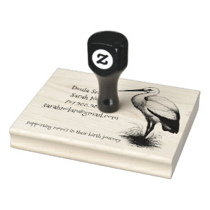 Whimsical Stork Doula Rubber Stamp