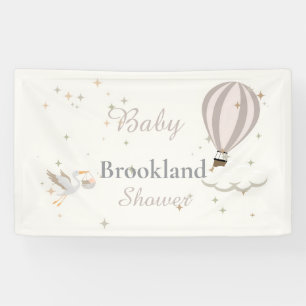 Whimsical Stork & Hot Air Balloon Baby Shower  Banner