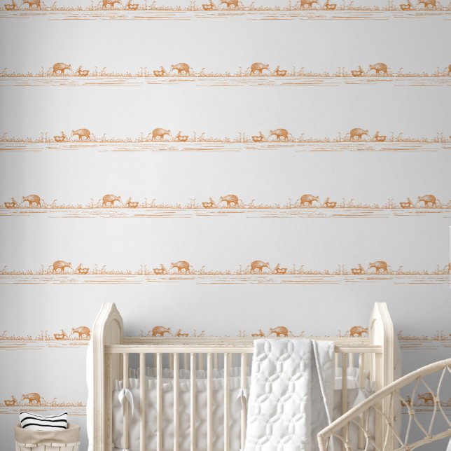 Whimsical Storybook Nursery Terracotta Orange Wallpaper (Creator Uploaded)