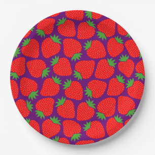 Whimsical Strawberry, Halloween Gothic Vampire Red Paper Plate