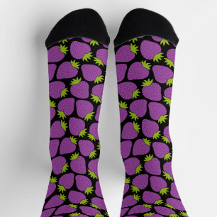 Whimsical Strawberry Pattern Halloween Purple Socks