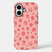 whimsical strawberry pattern on pink