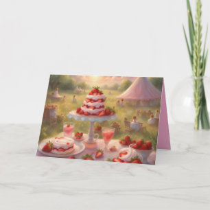 Whimsical Strawberry Shortcake birthday picnic Card