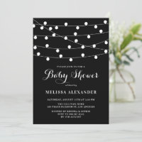 Whimsical String Lights Black Baby Shower