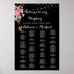Whimsical String Lights Black Poster