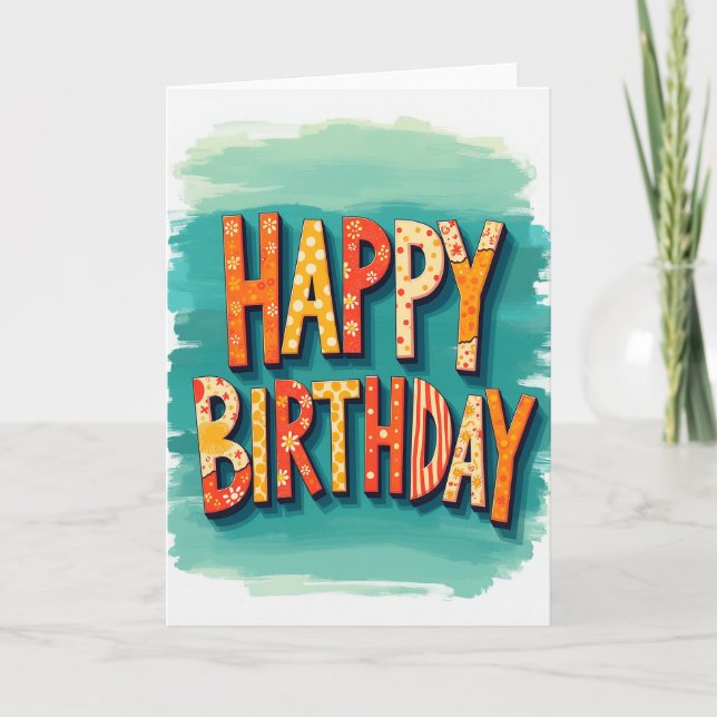 Whimsical Stripe Birthday Card (Front)
