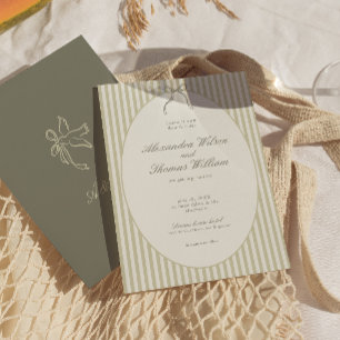 Whimsical Stripe Green Wedding Invitation