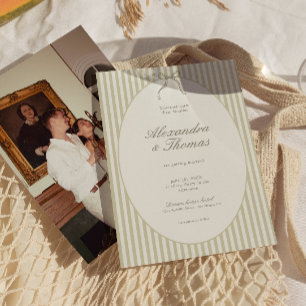 Whimsical Stripe Green Wedding Invitation