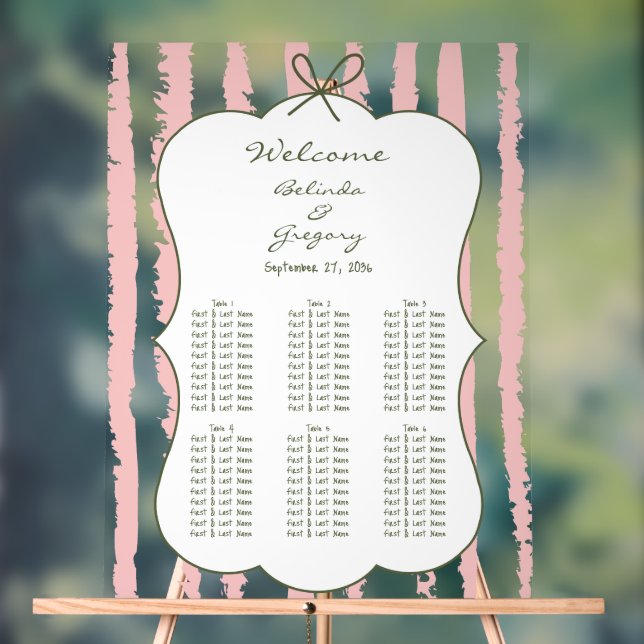 Whimsical Stripe Handwritten Wedding Seating Chart (Neutral)