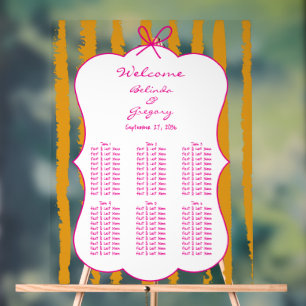 Whimsical Stripe Handwritten Wedding Seating Chart