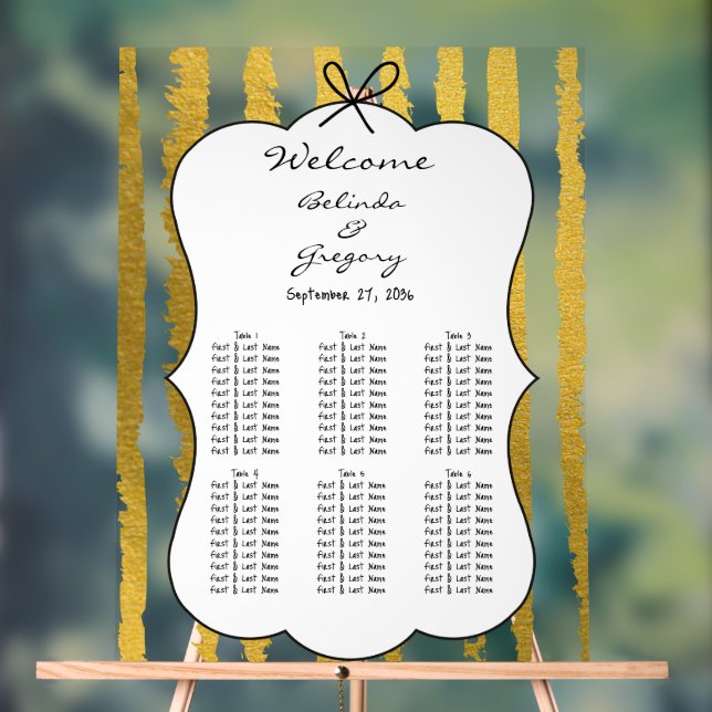 Whimsical Stripe Handwritten Wedding Seating Chart (Neutral)