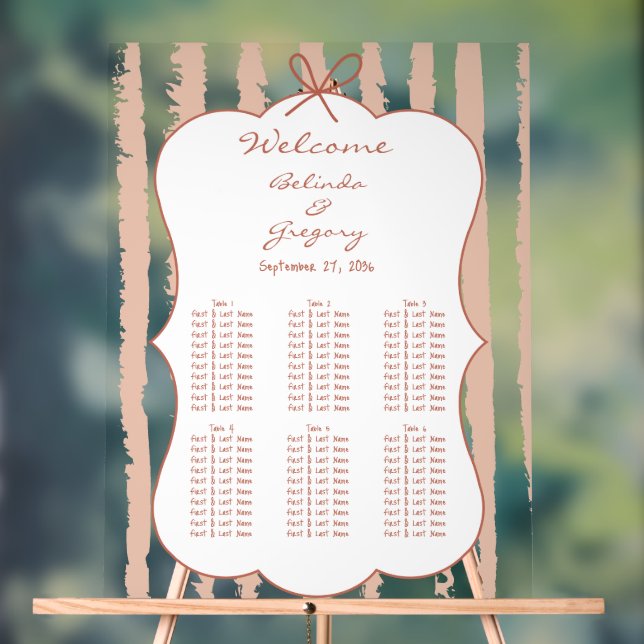 Whimsical Stripe Handwritten Wedding Seating Chart (Neutral)