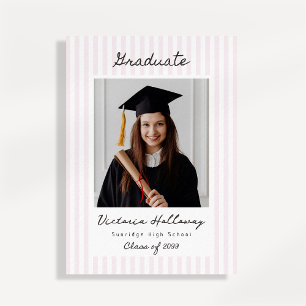 Whimsical Striped Graduation Party Photo Invitatio Invitation