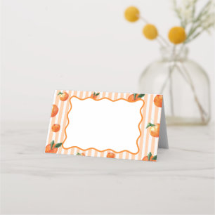Whimsical Striped Orange Little Cutie Baby Shower Place Card