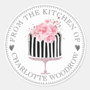 Whimsical Striped Watercolor Glazed Cake Dessert Classic Round Sticker