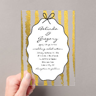 Whimsical Stripes Handwritten Painted Wedding Acrylic Invitations